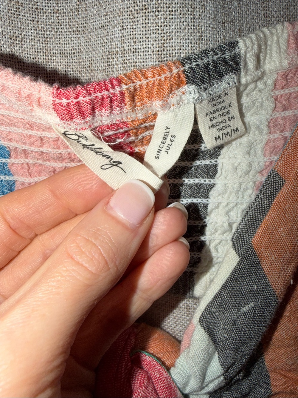 Billabong Multicolor Pastel Striped Linen Top - Picture 4 of 5